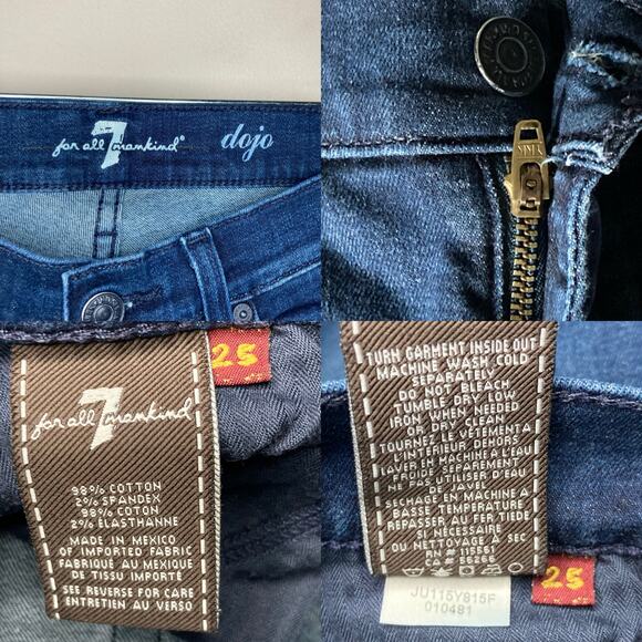 7FAMK 7 For All Mankind DOJO Jeans Womens 25 S Dark Wash Flared Wide Trouser Leg - Picture 6 of 16